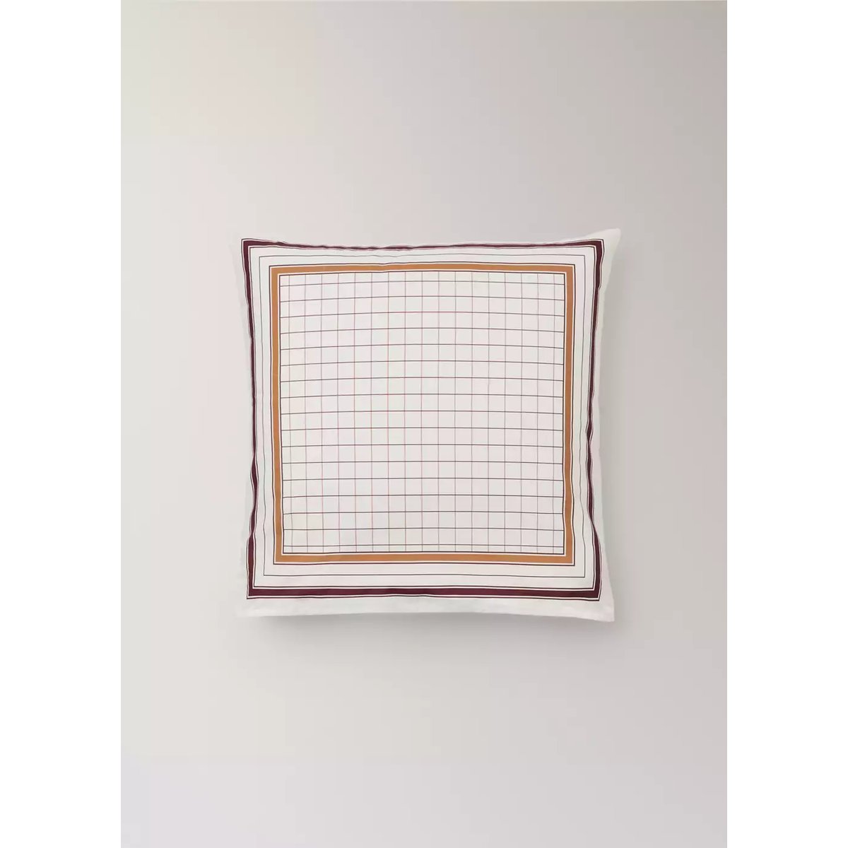 Taie d'oreiller 100 % percale de coton à carreaux 60 x 60 cm cognac, MANGO HOME