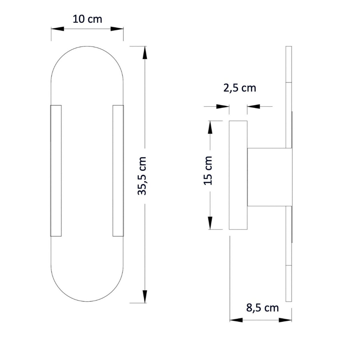 Applique LED marbre opale naturel - ENOLA noir et blanc, KOSILUM
