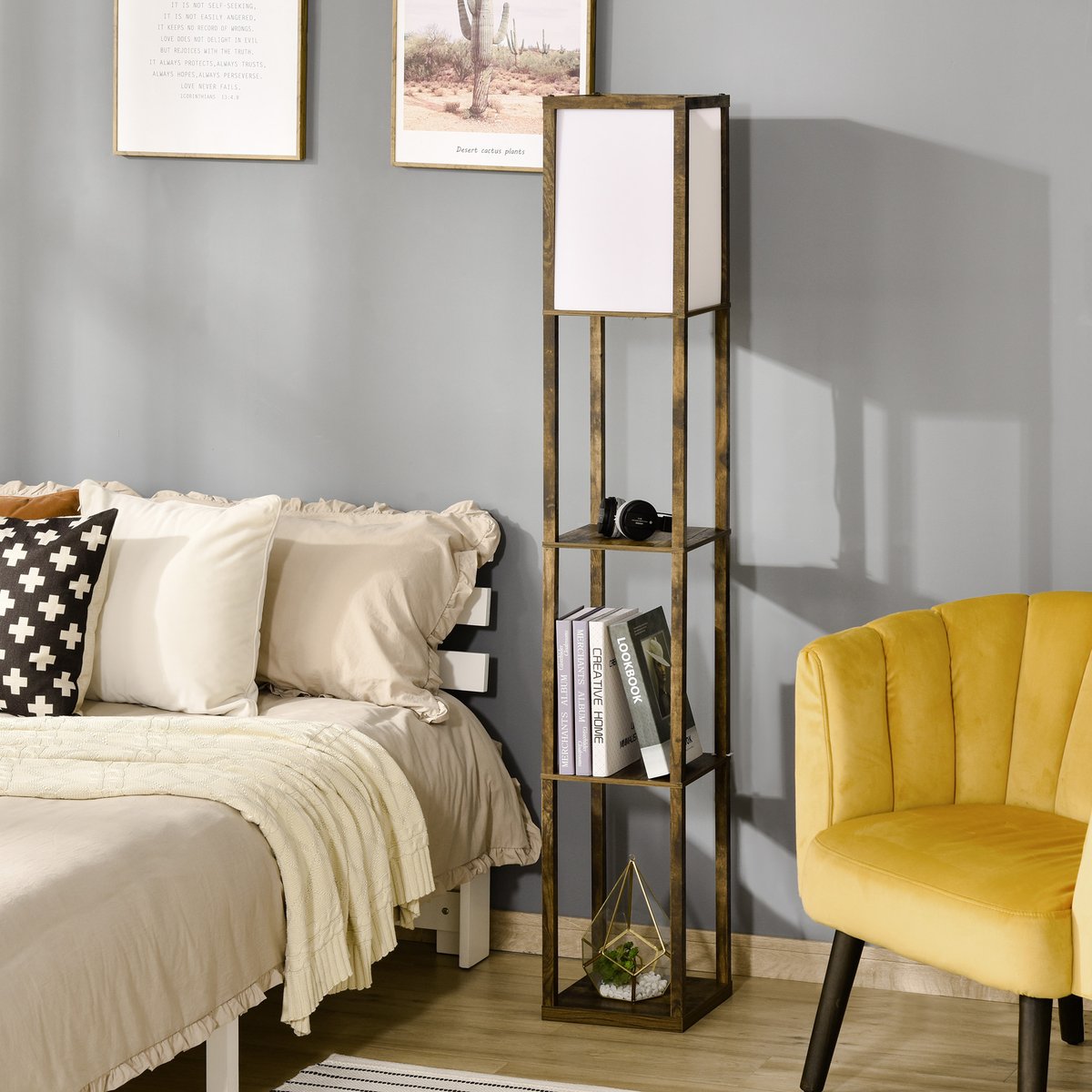 Lampadaire Bois Chêne marron, HOMCOM