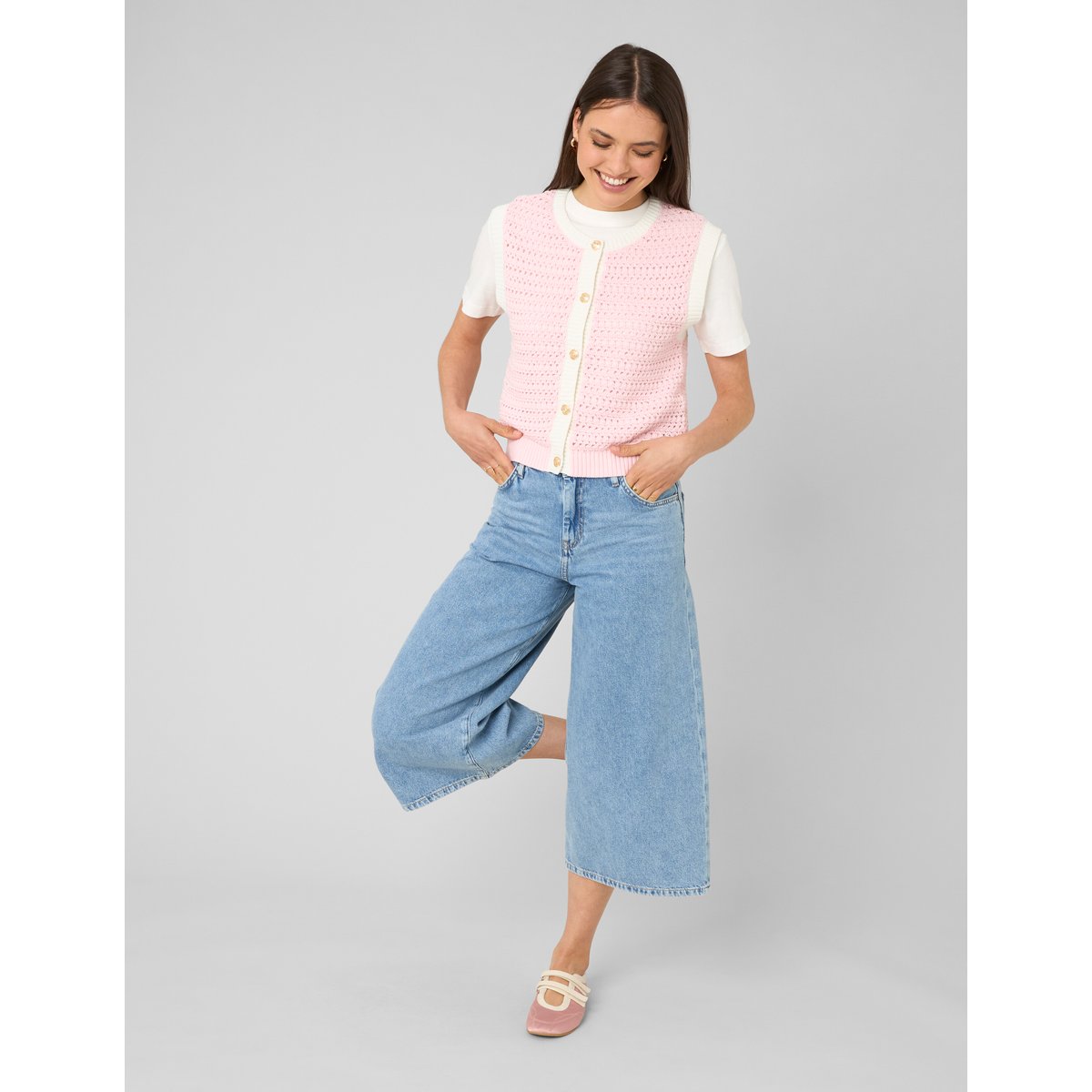 Gilet sans manches rose pâle, BZB