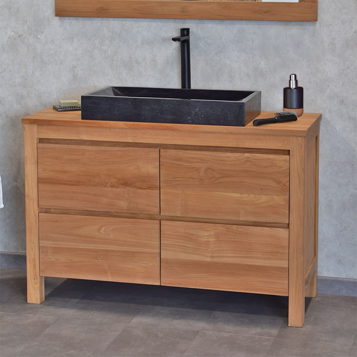 Meuble sous vasque en teck massif 120 cm - VAREDO naturel, WILDWATER