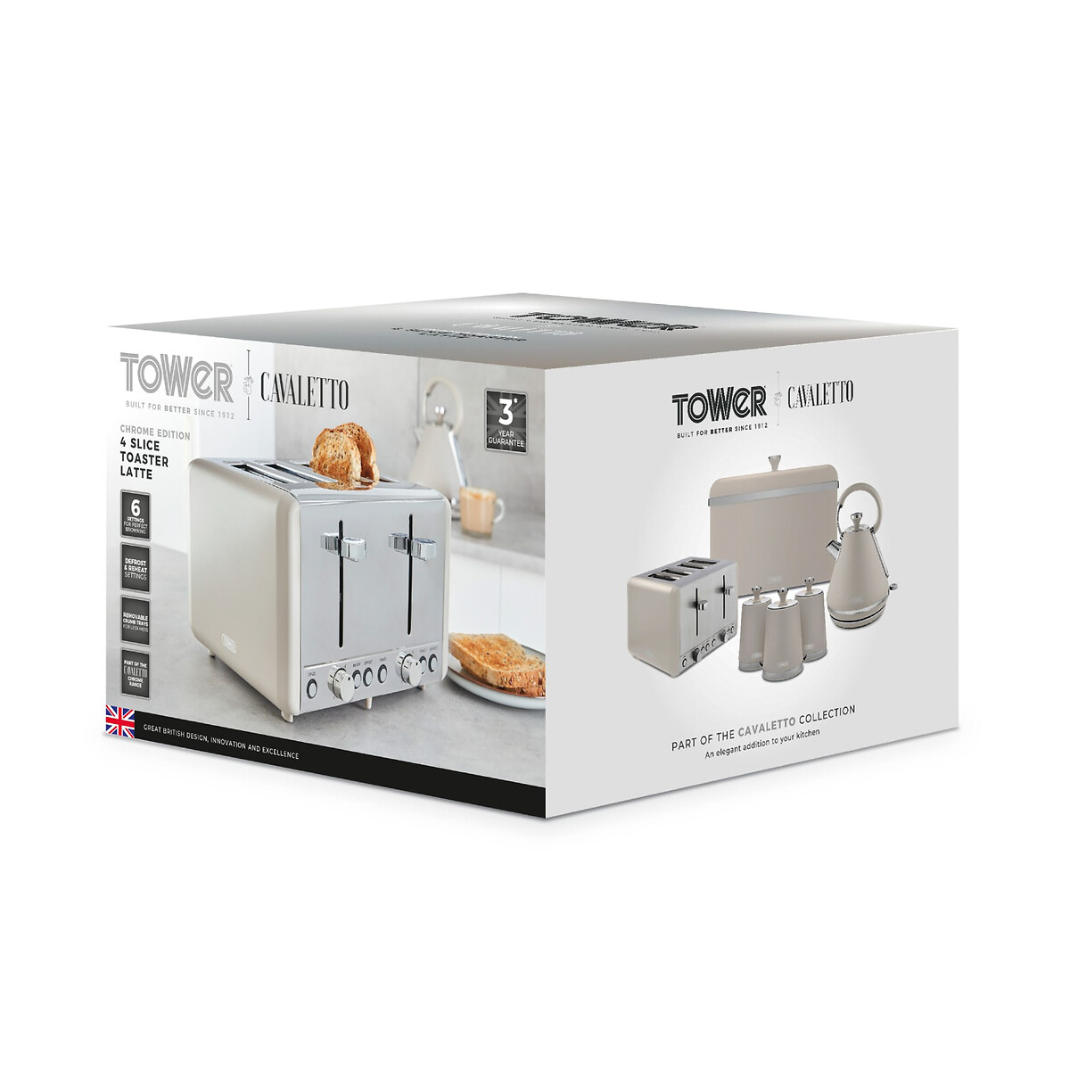 Cavaletto 4-Slice Toaster - T20051 café latte, TOWER