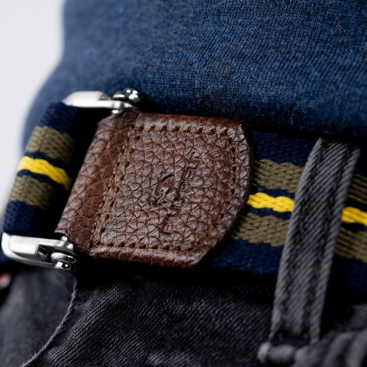 Ceinture SANGLE bleu marine, vert et jaune, BILLYBELT