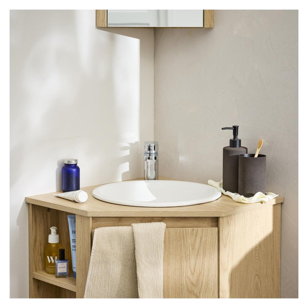Vasque à encastrer ronde en céramique blanche 37cm LEO blanc, MOB IN