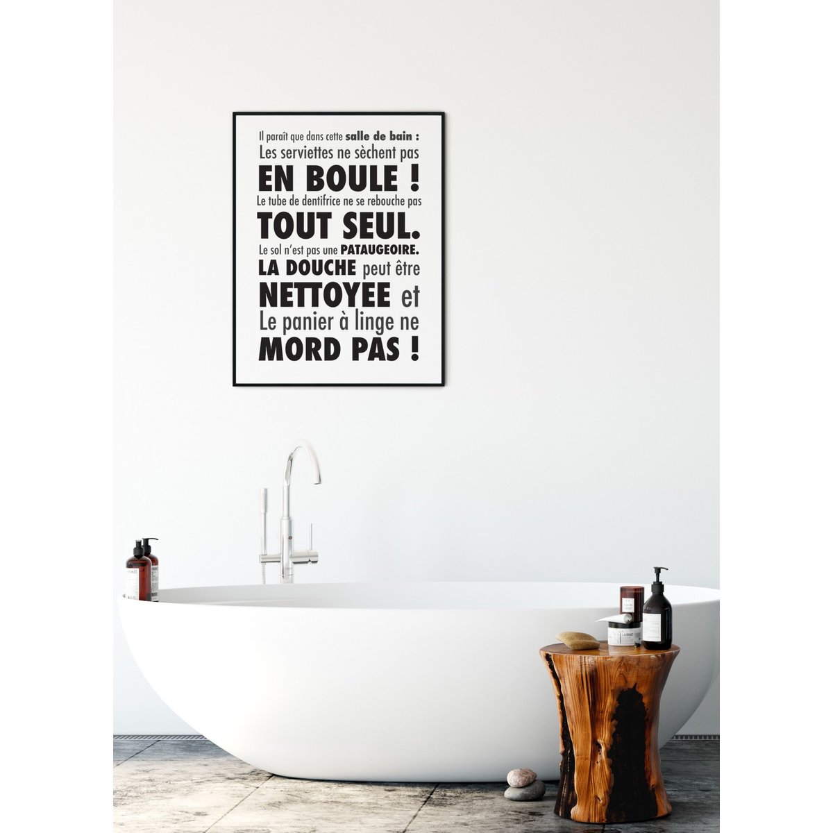 Affiche Il paraît que dans cette salle de bain.... blanc, L'AFFICHERIE