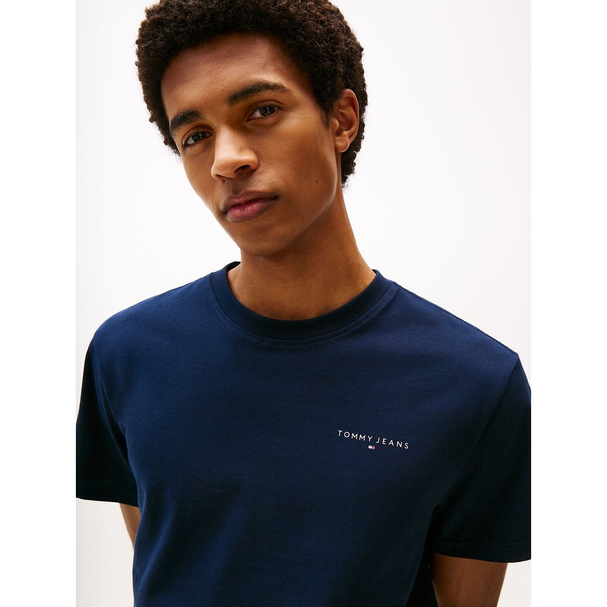 T-shirt manches courtes, slim, LINEAR bleu foncé, TOMMY JEANS