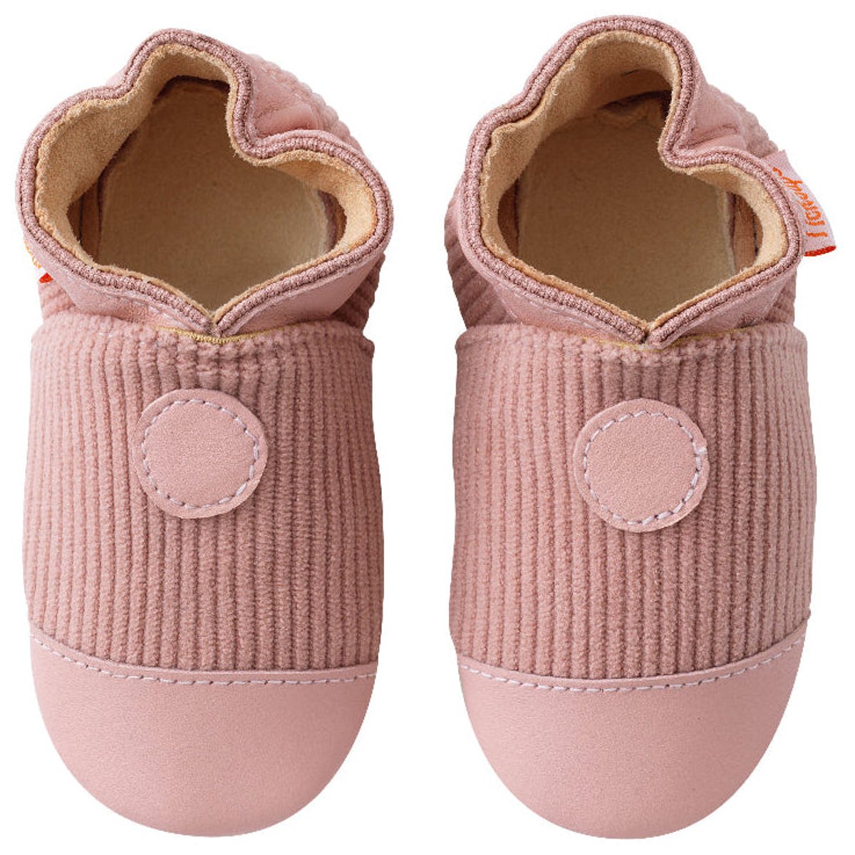 Chaussons bébé cuir souple velours rose, TICHOUPS