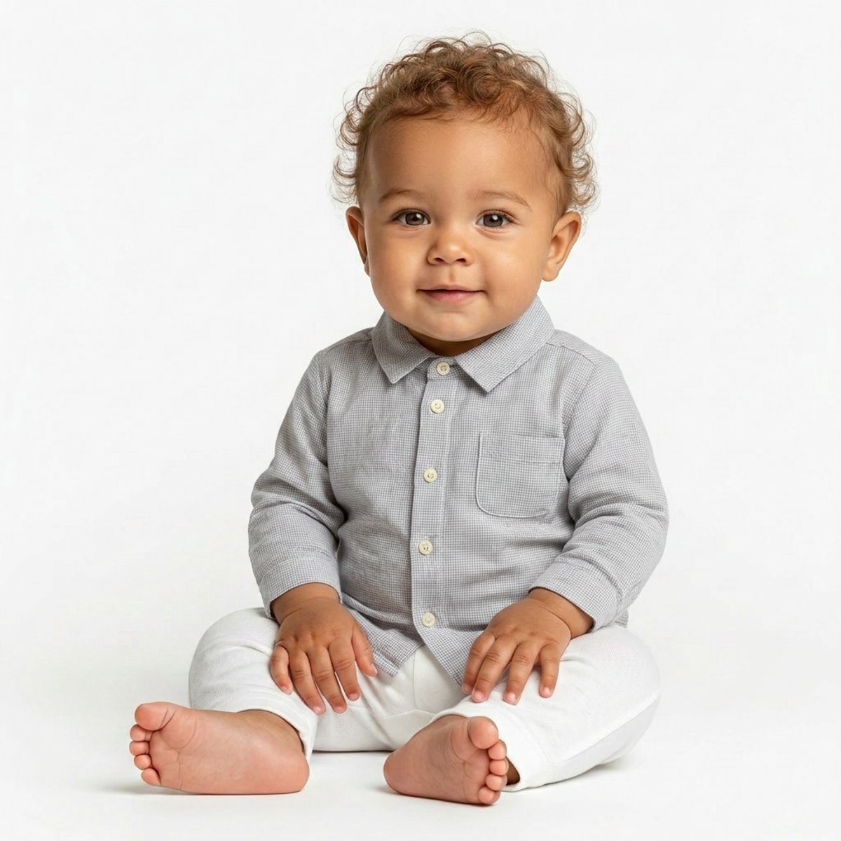 Chemise bébé - Très bon état gris, BONPOINT