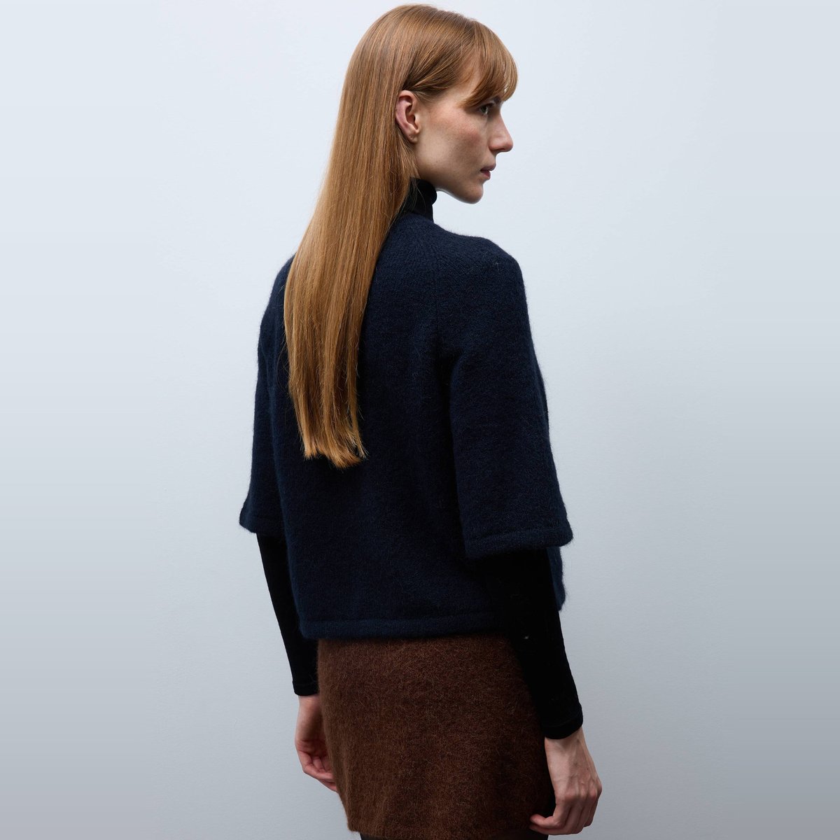 Pull manches coudes contenant de l'alpaga marine, MONOPRIX