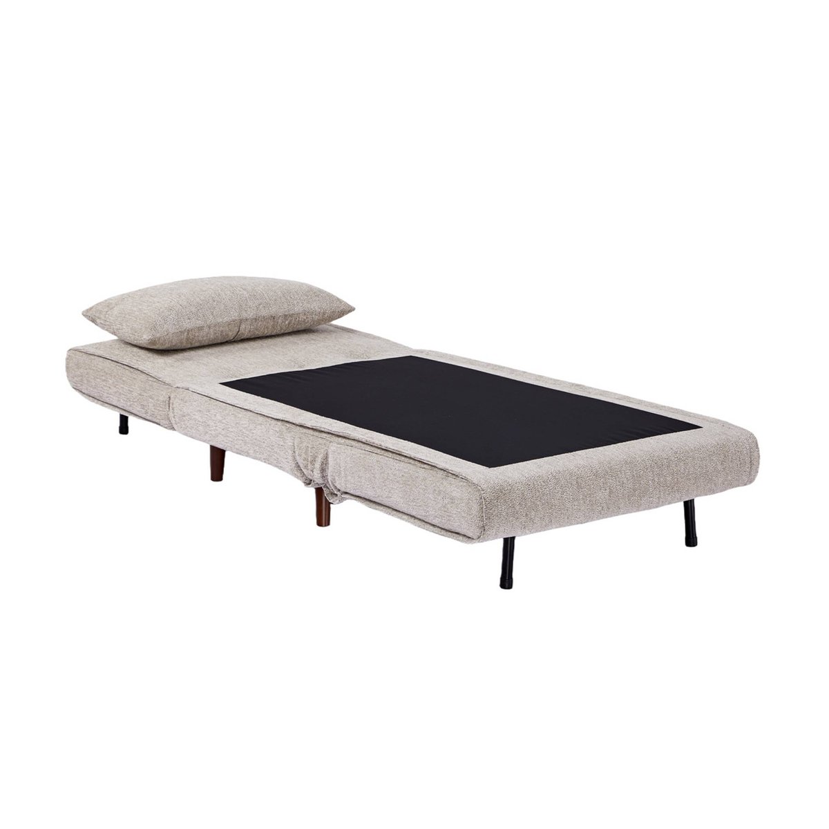 Chauffeuse convertible tissu chenille piètement bois 1 place GUEST gris, SWEEEK