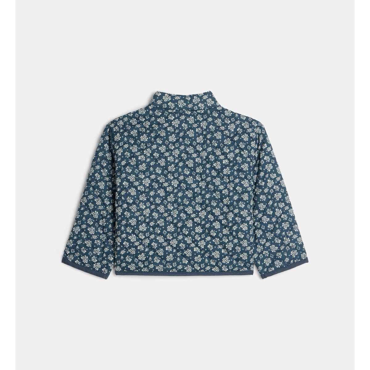 Veste matelassée talina florale popeline coton bleu et écru, CADET ROUSSELLE