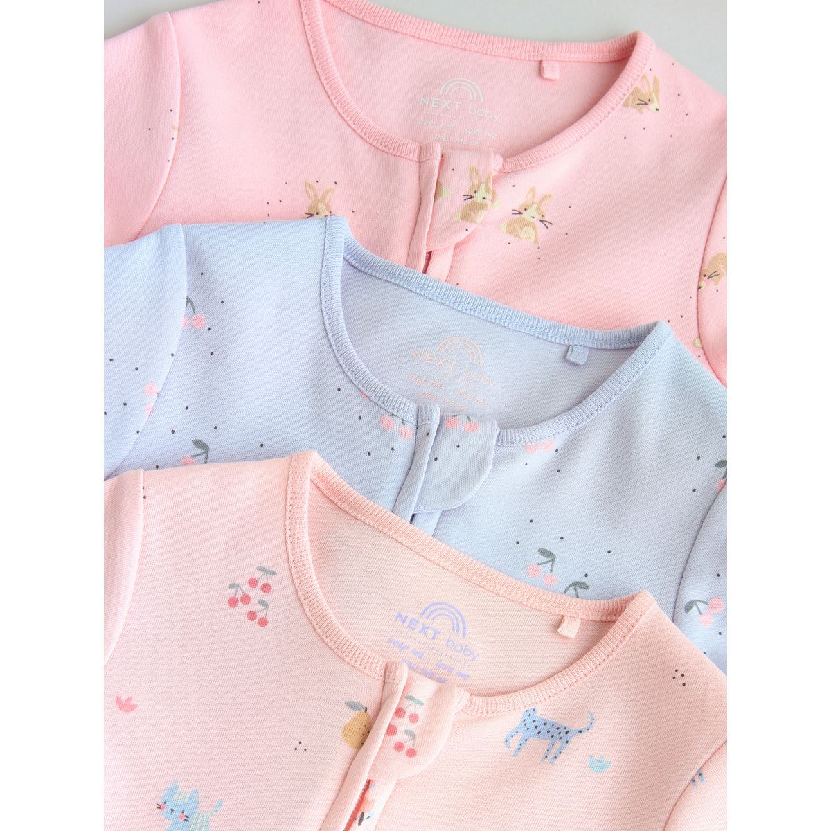 Barboteuse zippée double sens, lot de 3 rose/bleu, NEXT