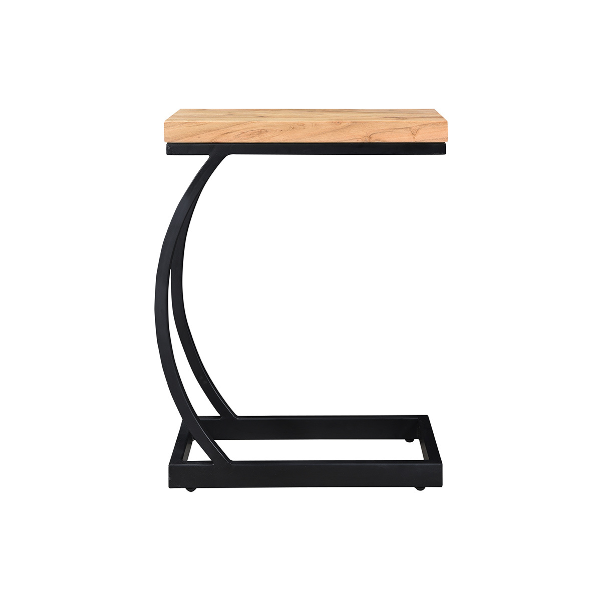 Table d'appoint design rectangulaire en bois massif et métal noir BREAK naturel, MILIBOO