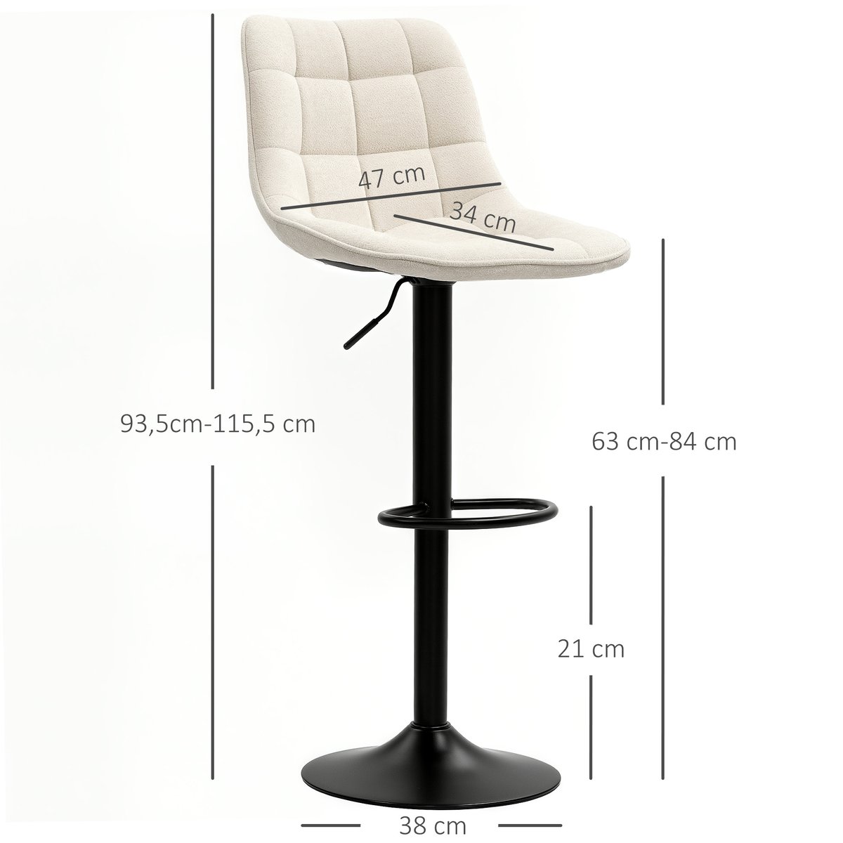 Tabouret de bar Chenille Beige beige, HOMCOM