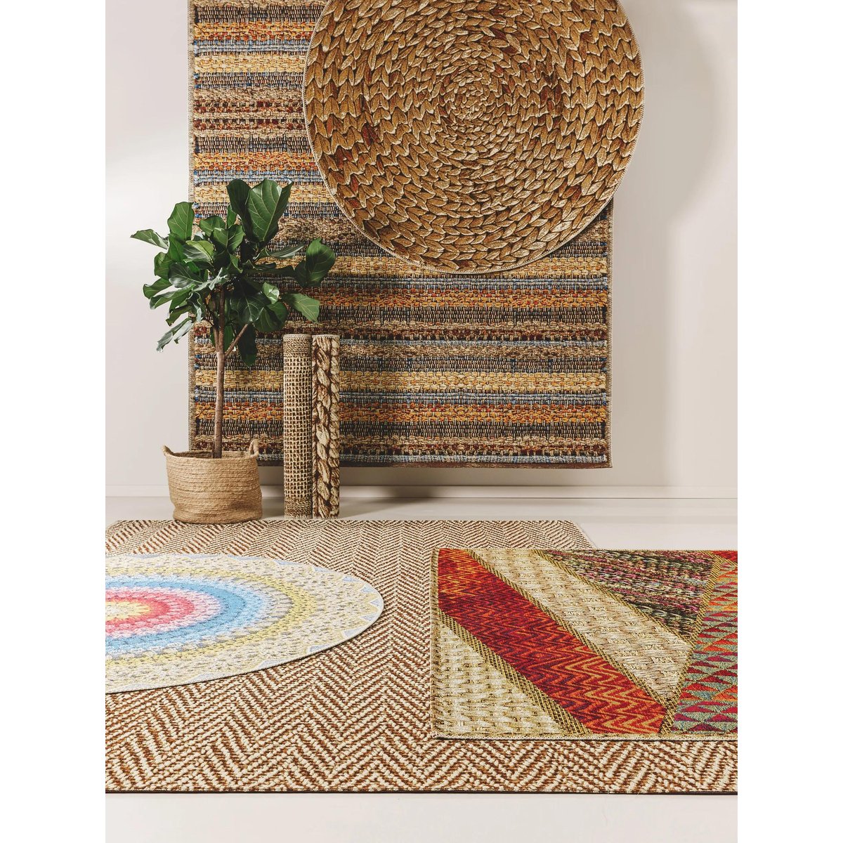Tapis d'extérieur & intérieur rond KENYA multicouleur, BENUTA
