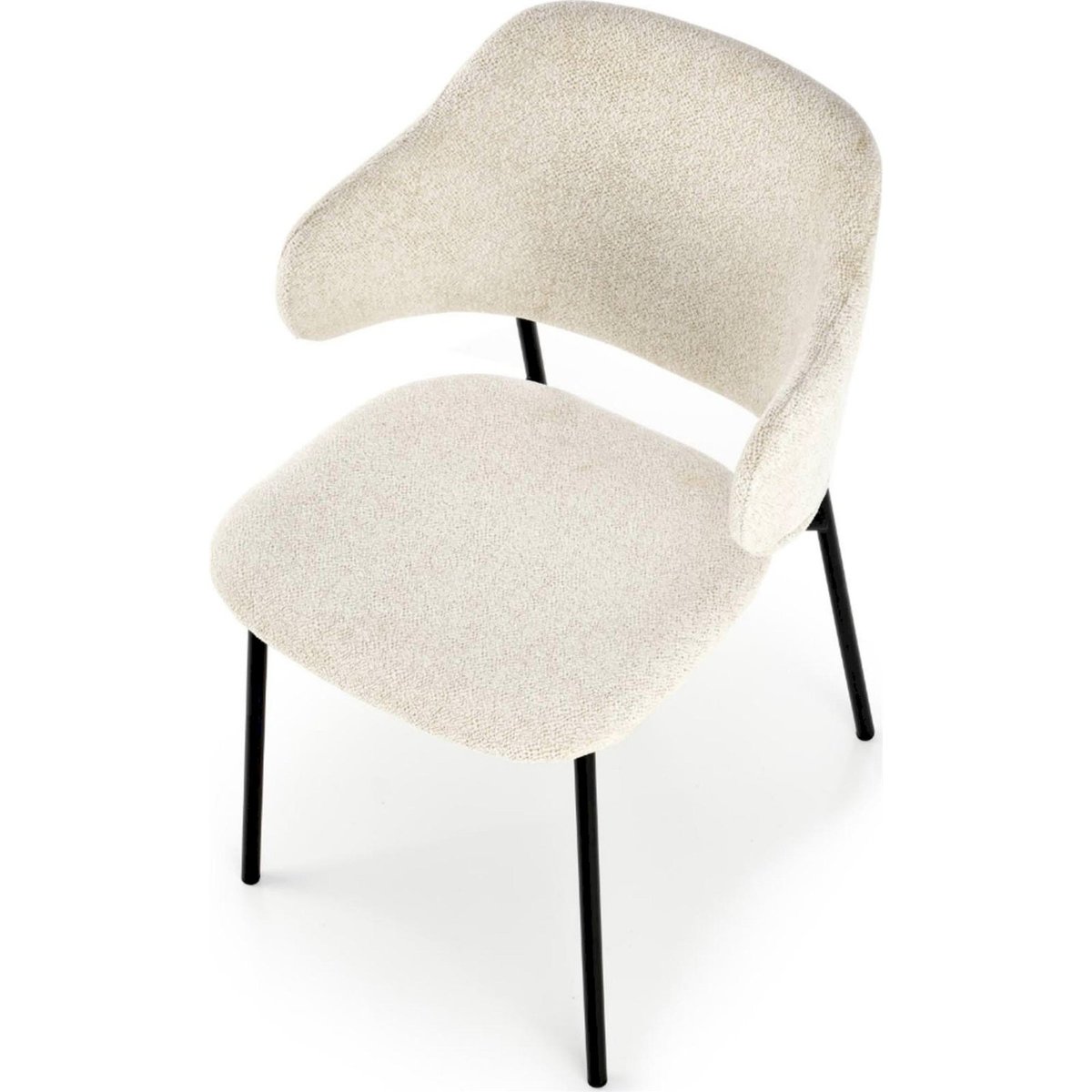 Chaise à accoudoirs tapissée ROOMELY crème chenille, RECOLLECTION