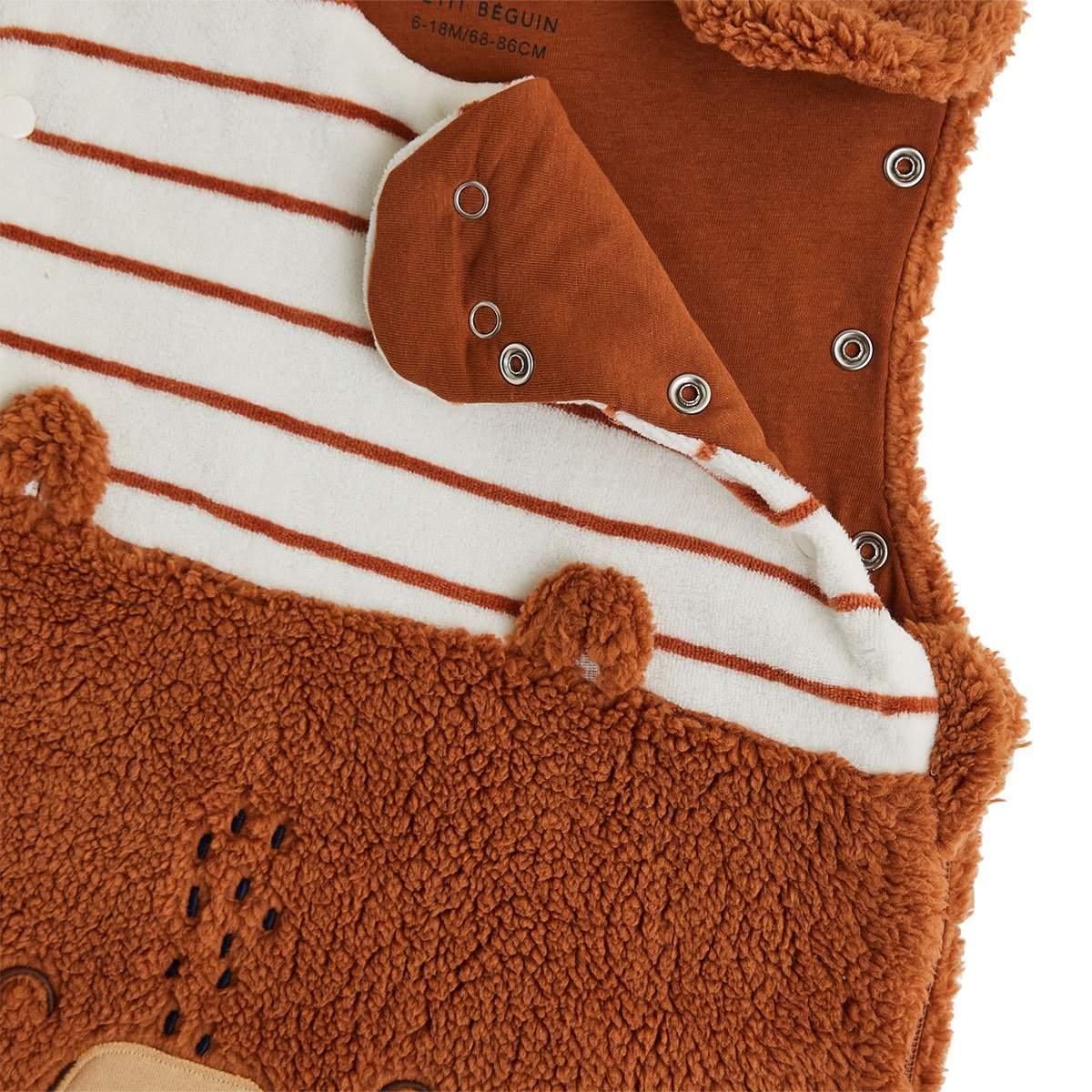 Gigoteuse TOG2 en sherpa avec manches amovibles Moka marron, PETIT BEGUIN