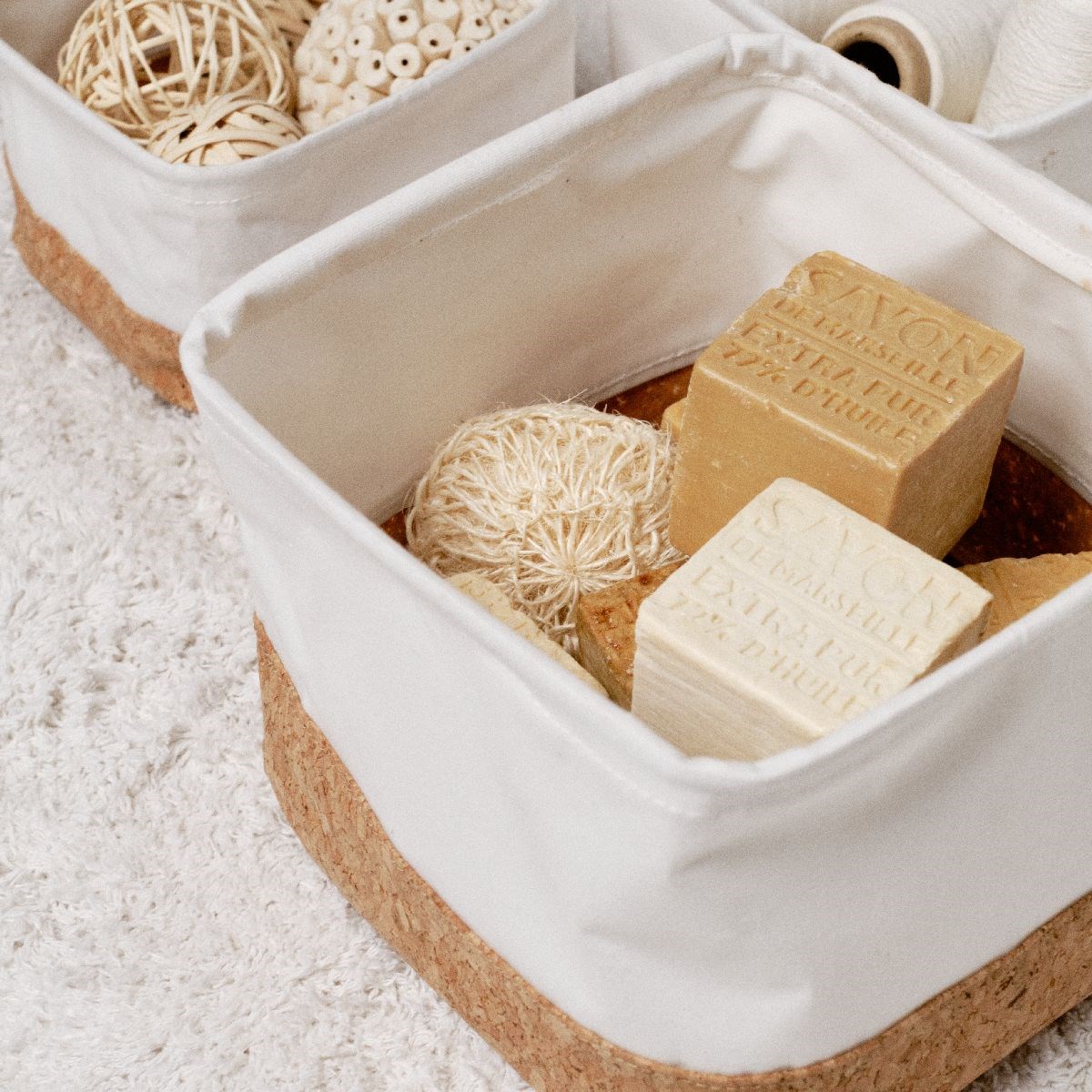 Lot de 3 paniers carrés SIMPLICITY beige, FACTORY