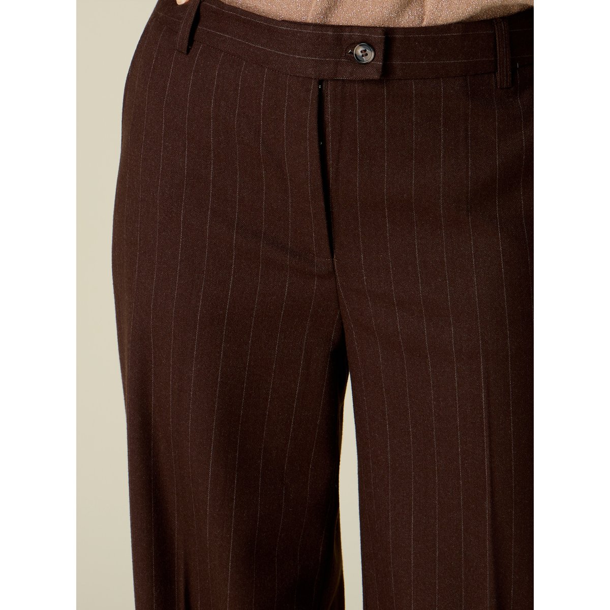 Pantalon palazzo à rayures marron, OLTRE