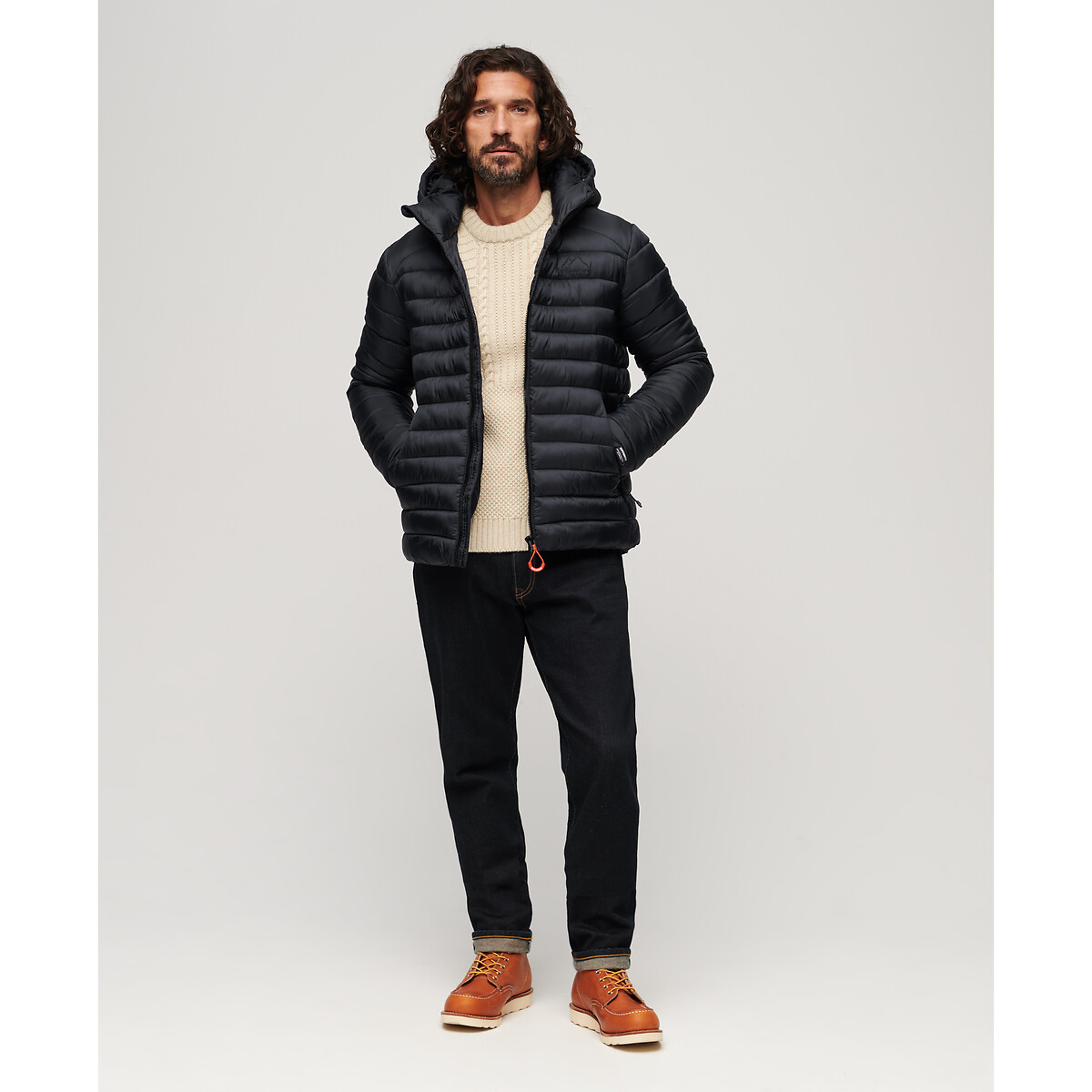 Doudoune matelassée à capuche Fuji Sport bleu foncé, SUPERDRY