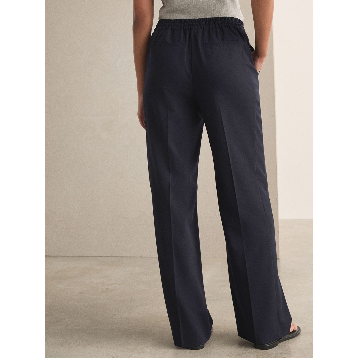 Pantalon large ajusté bleu marine, NEXT