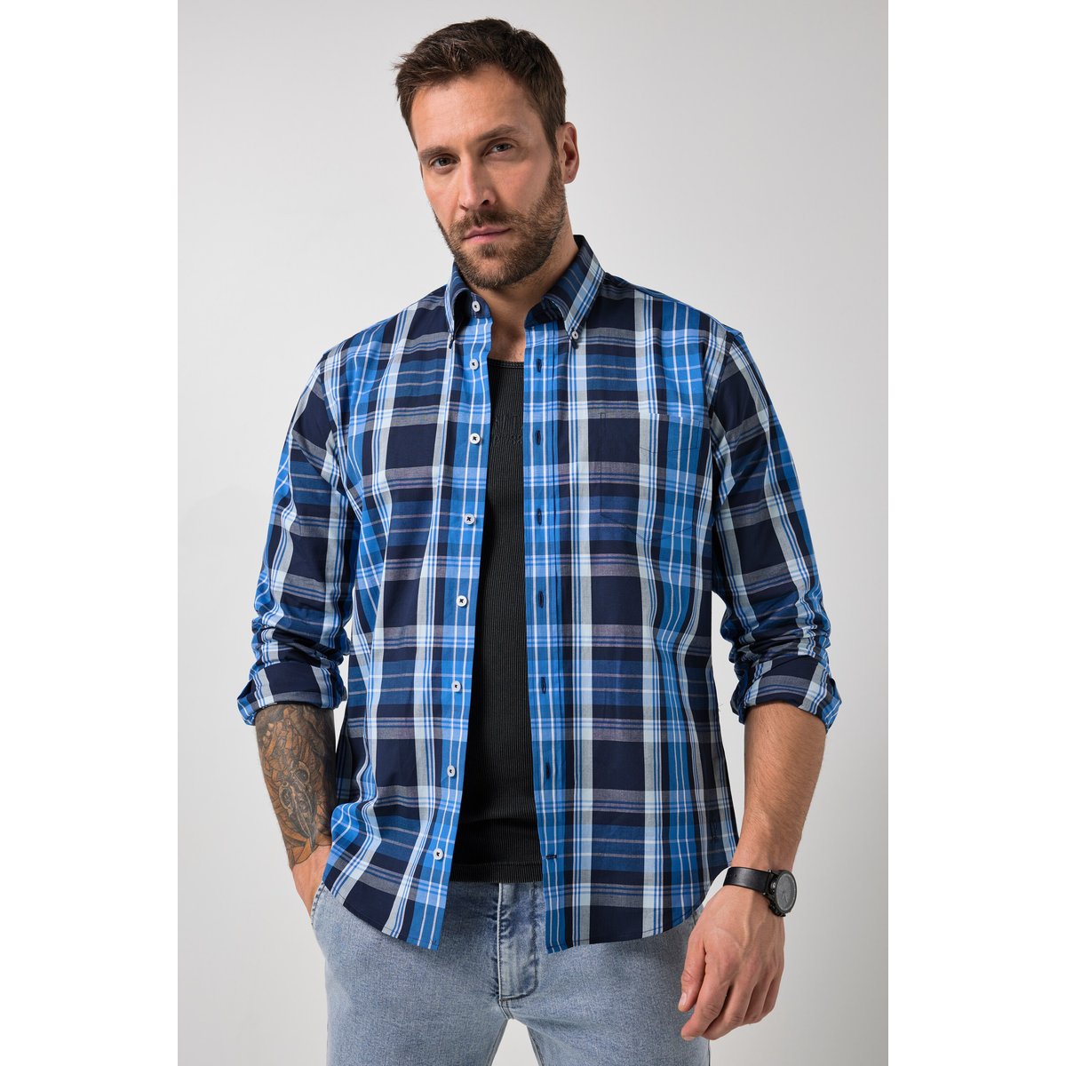 Chemise à carreau FLEXNAMIC® bleu cobalt clair, JP1880