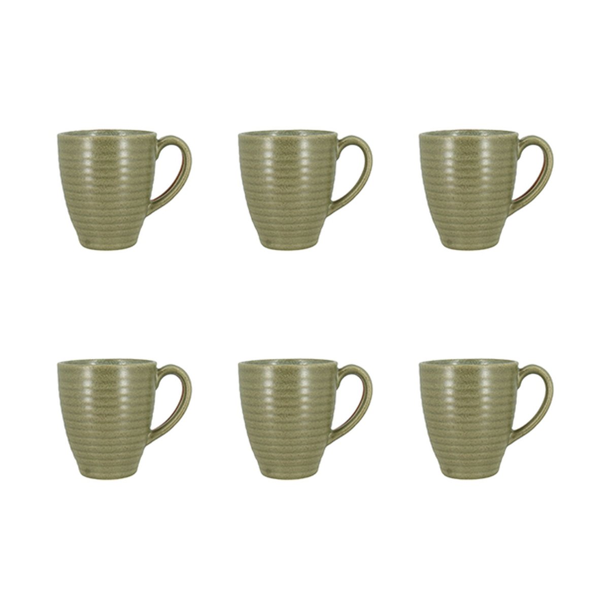 Lot de 6 mugs 37cl en grès, TURBOLINO vert, NOVASTYL