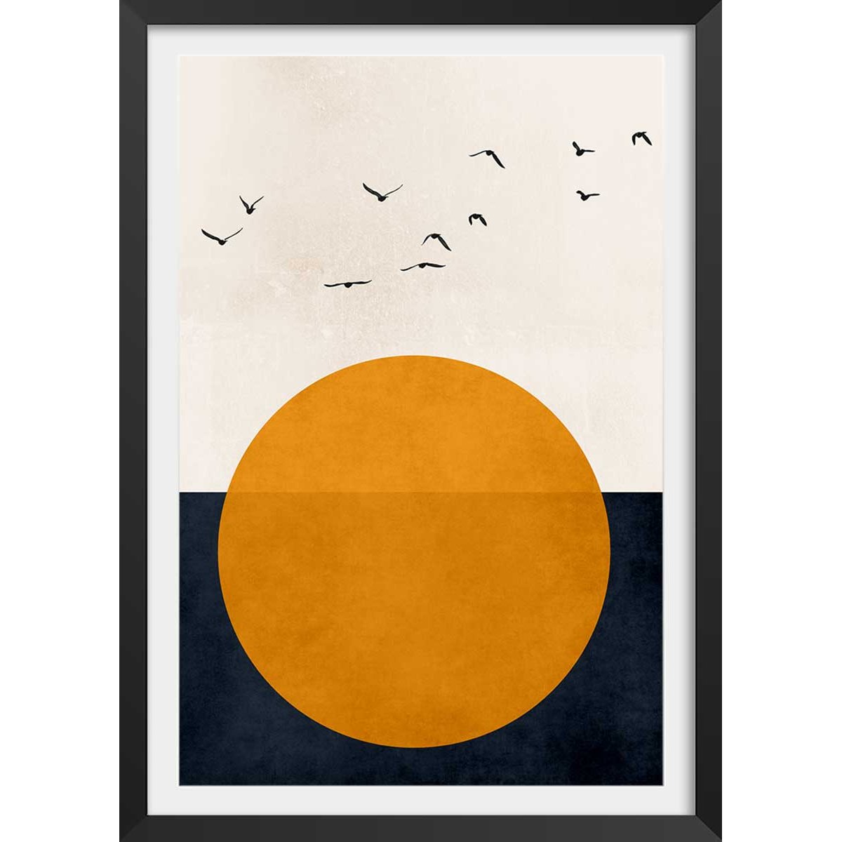Affiche dessin ""mélodie de la vie"" affiche + cadre en bois - noir, HEXOA