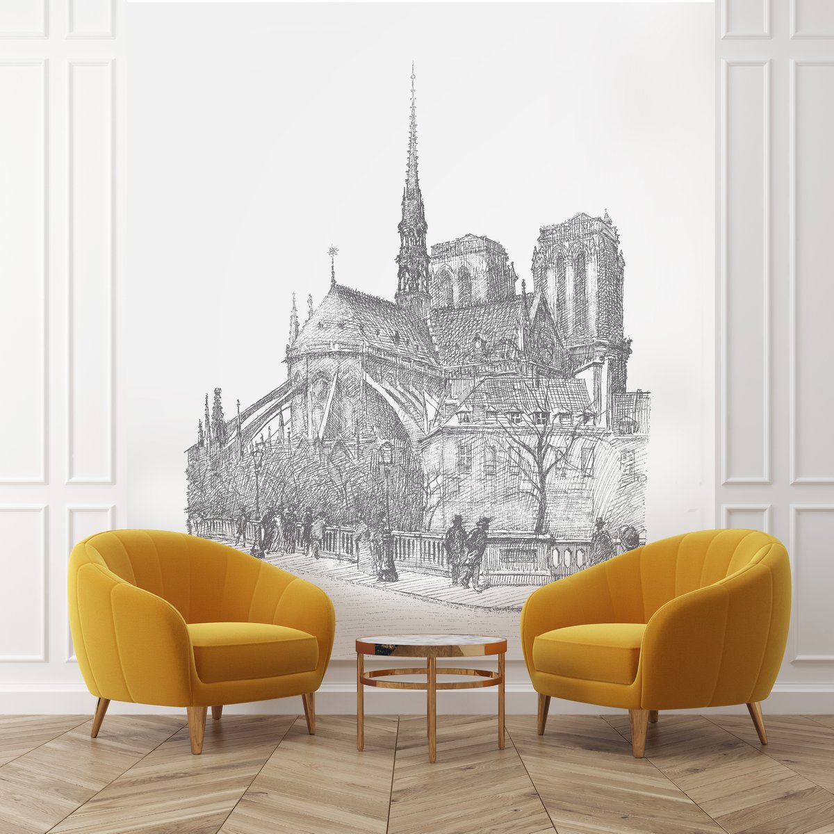Papier peint panoramique NOTRE DAME noir, LE PAPIERS DE NINON