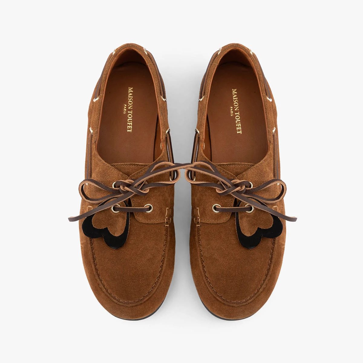 Mocassin cuir velours CHLOÉ CŒUR marron camel, MAISON TOUFET