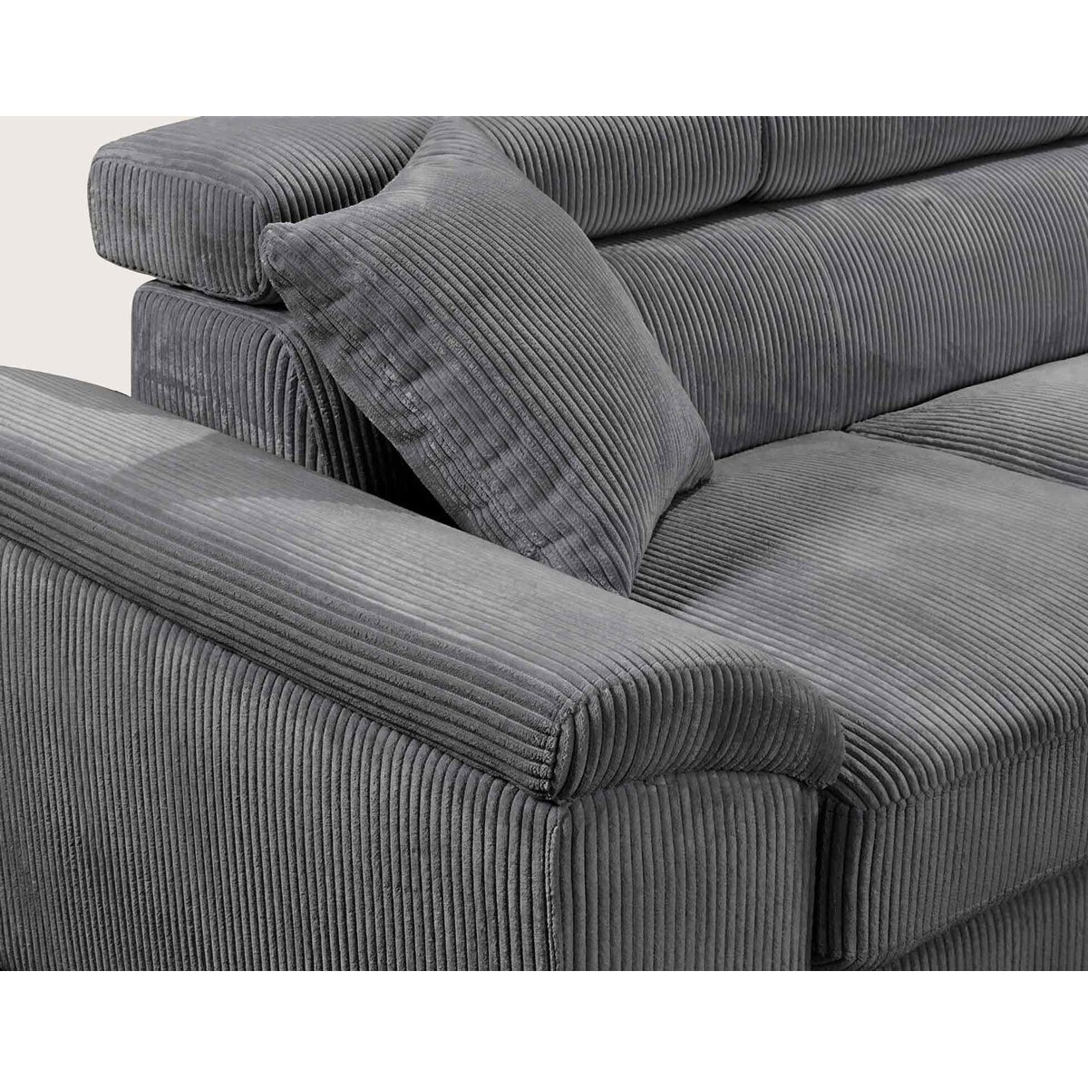 Canapé d'angle droit 5 places convertible, BAOJI gris, BEST MOBILIER