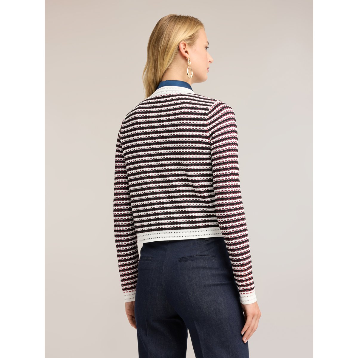 Cardigan ajouré à rayures blanc, MOTIVI