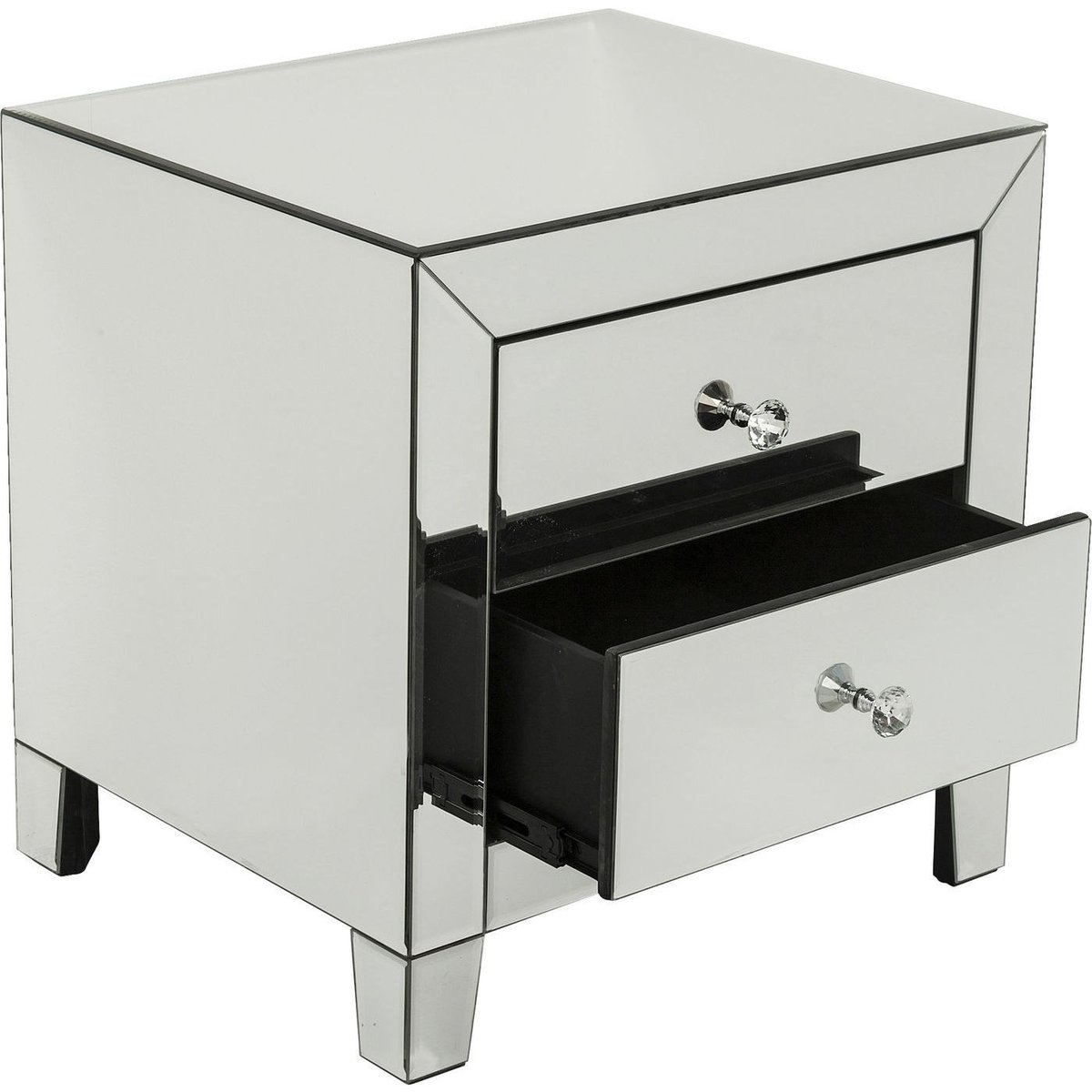 Chevet 2 tiroirs en verre miroir, LUXURY argent, KARE DESIGN