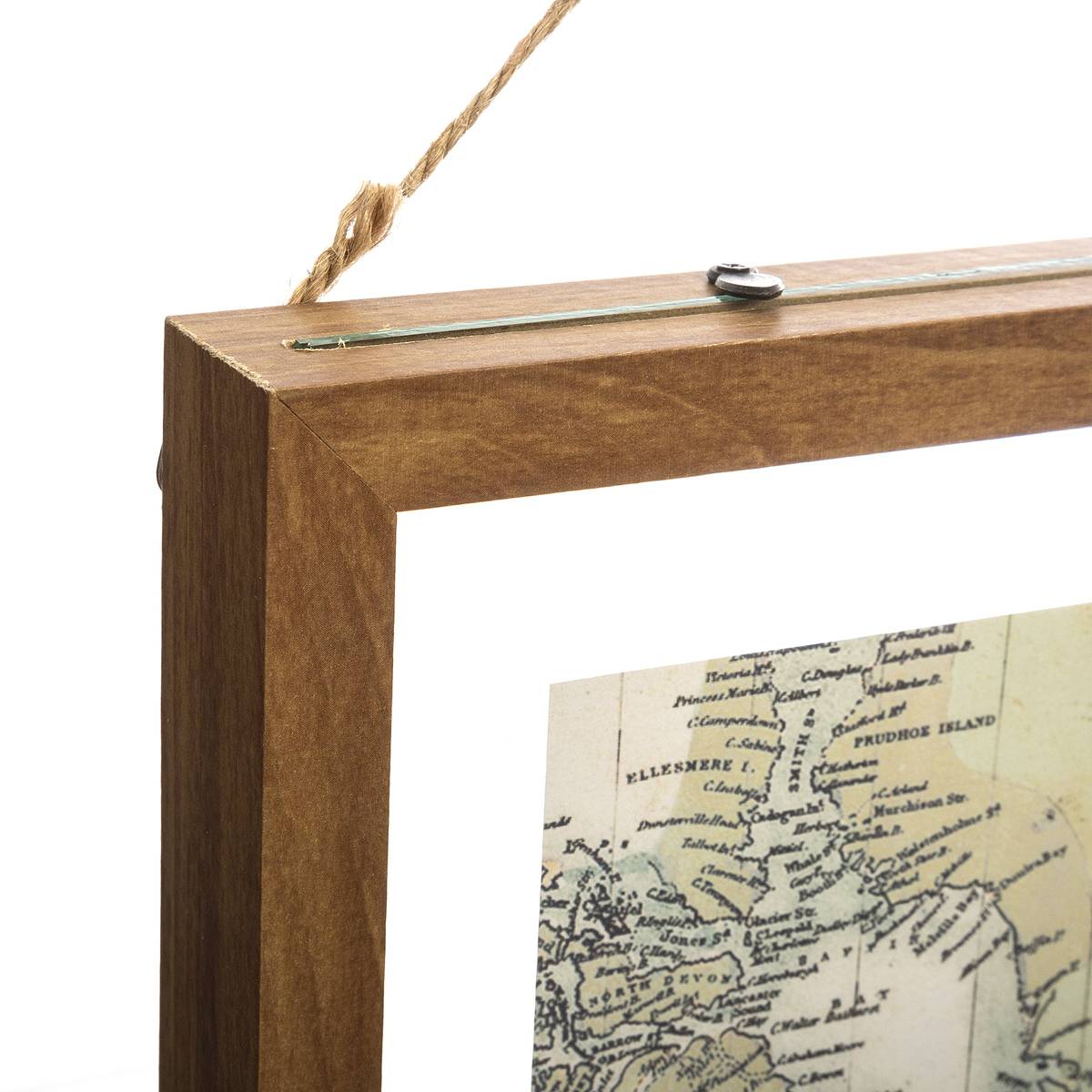 Cadre en verre planisphère LILIEN beige, ATMOSPHERA