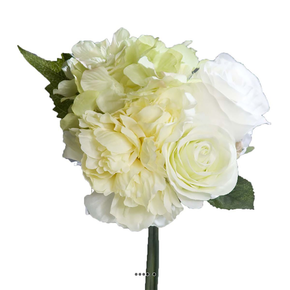 Bouquet de Roses et Hortensias factices Blan crème vert, ARTIFICIELLES