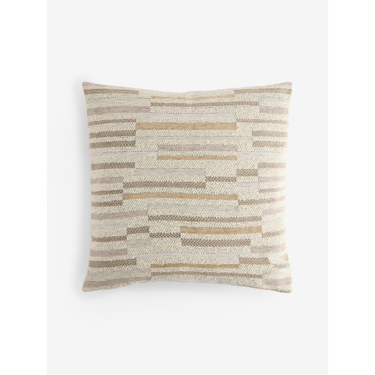 Coussin à rayures texturées en velours coupé naturel, NEXT