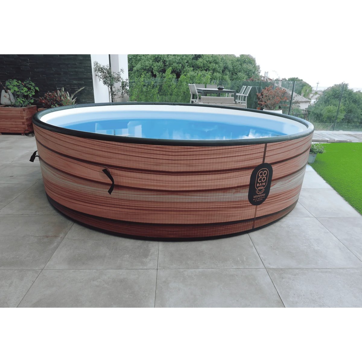 Coco Bain Piscine Maui - Piscine Hors Sol 250cm de diamètre - Imitation Bois Véritable couleur unique, COCO SPA