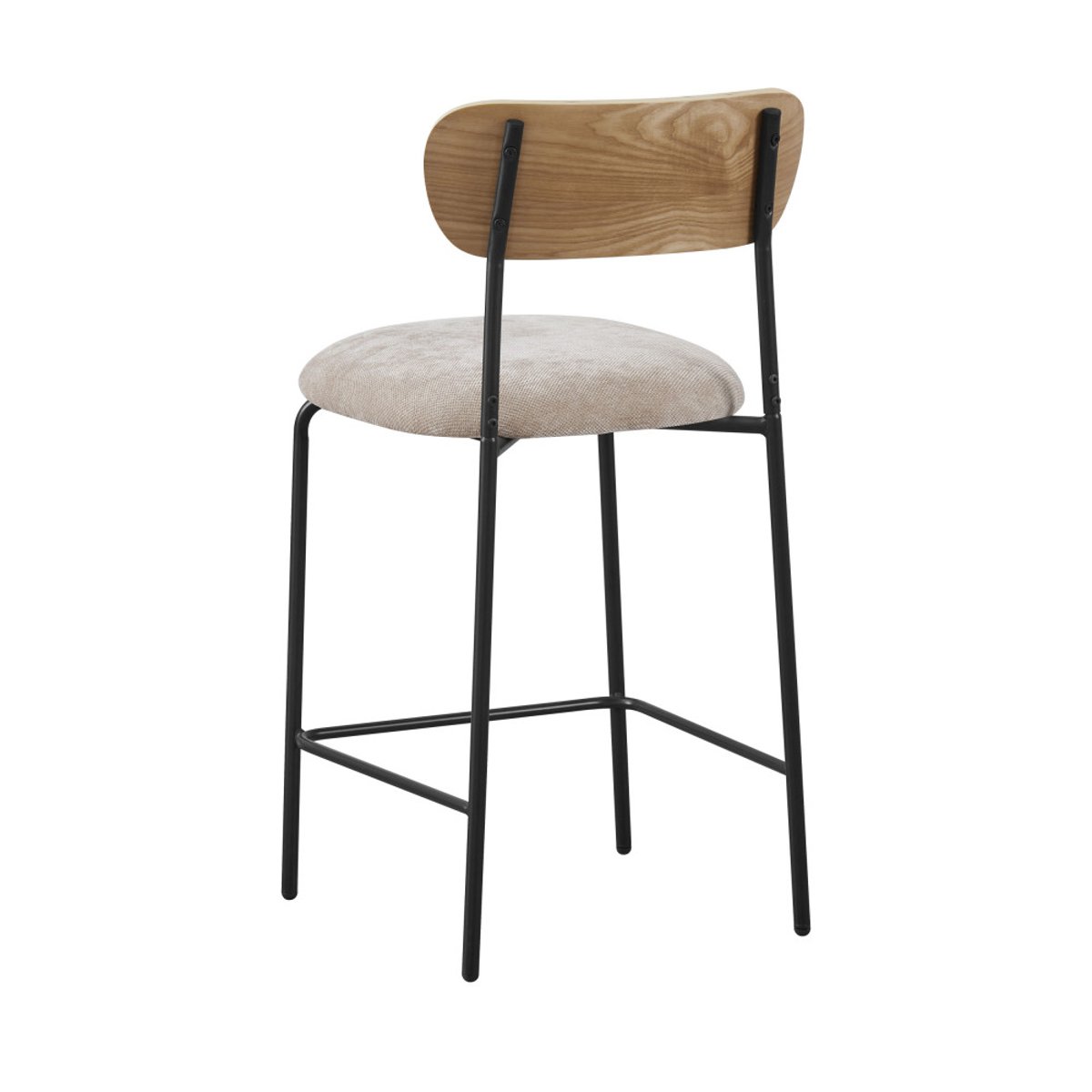 Lot de 2 chaises de bar bois clair tissu et métal H65cm- JESS beige, DRAWER