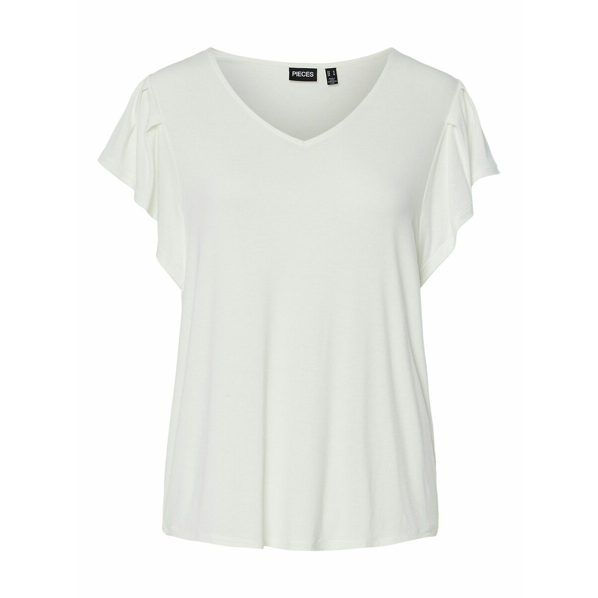 Tee shirt col v manches courtes imprimé fleuri, PIECES