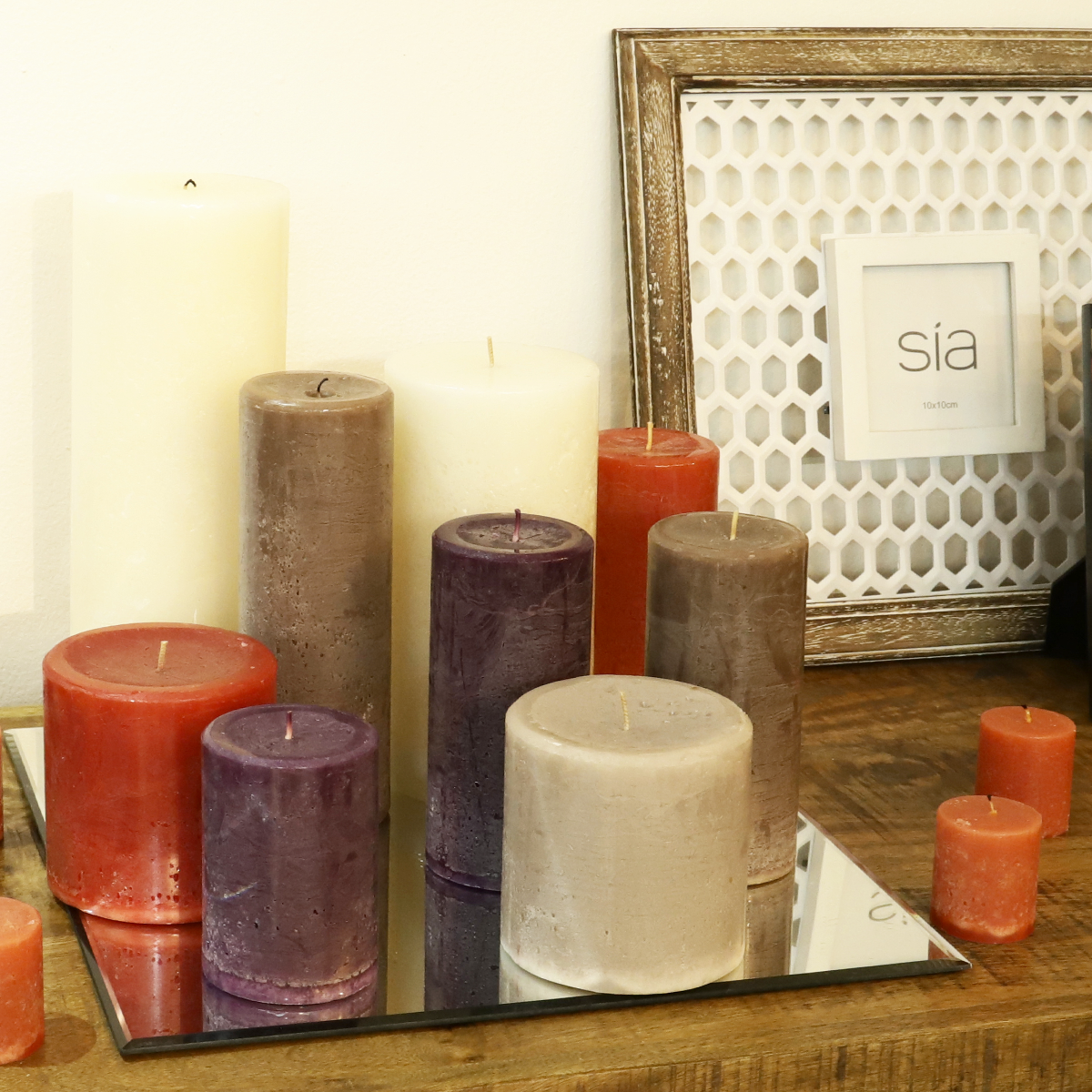 Bougie cylindrique H15 gris, SIA DECO