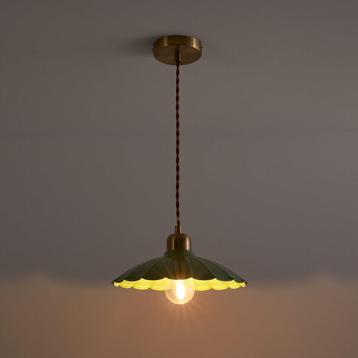 Geschulpte ijzeren metalen hanglamp, Festonia groen , LA REDOUTE INTERIEURS