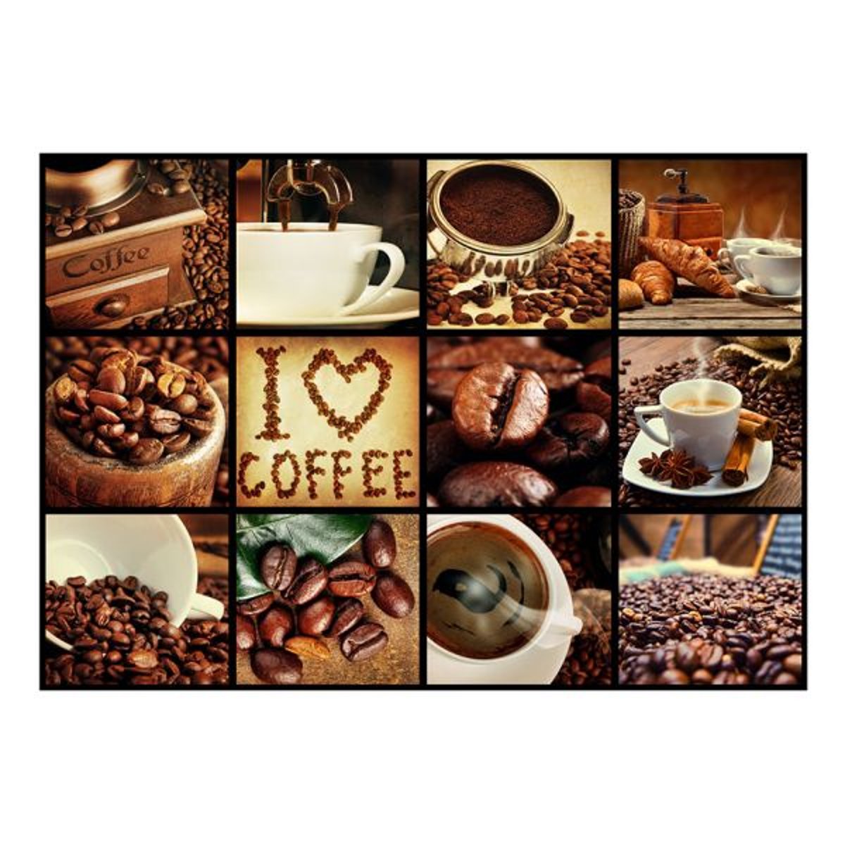Papier peint intissé panoramique Motifs de cuisine Coffee - Collage jaune / doré, EDEN