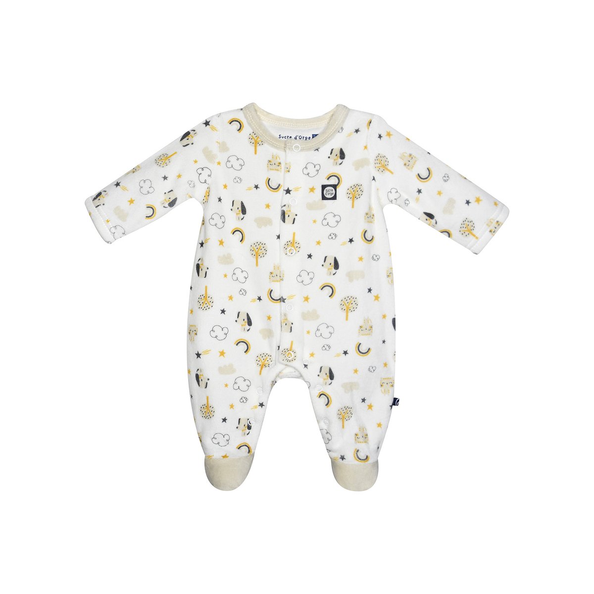 Dors bien irving velours rase ouverture devant naissance blanc, SUCRE D'ORGE