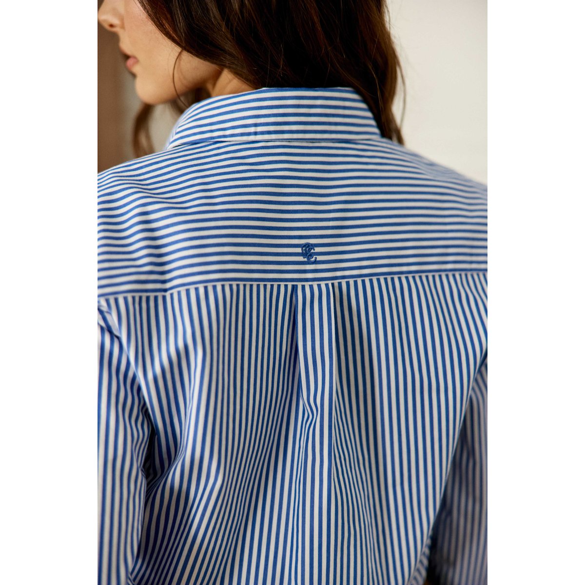 Chemise imprimé à rayures CARINE 20-bleu/ecru, LA PETITE ETOILE
