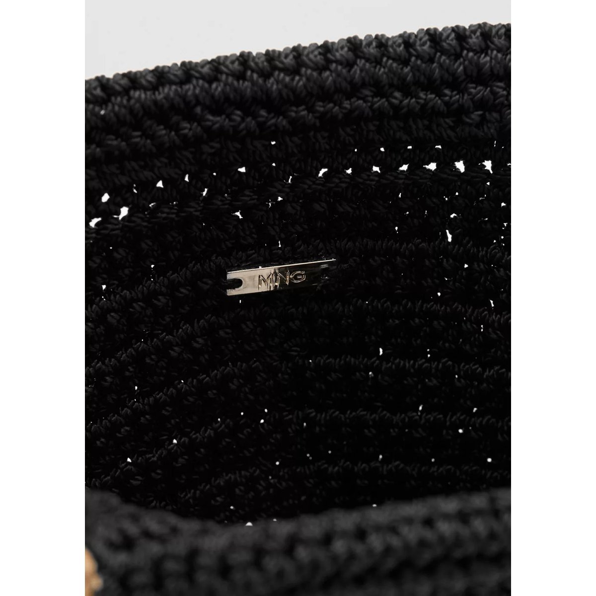 Sac à main avec anse en bambou noir, MANGO