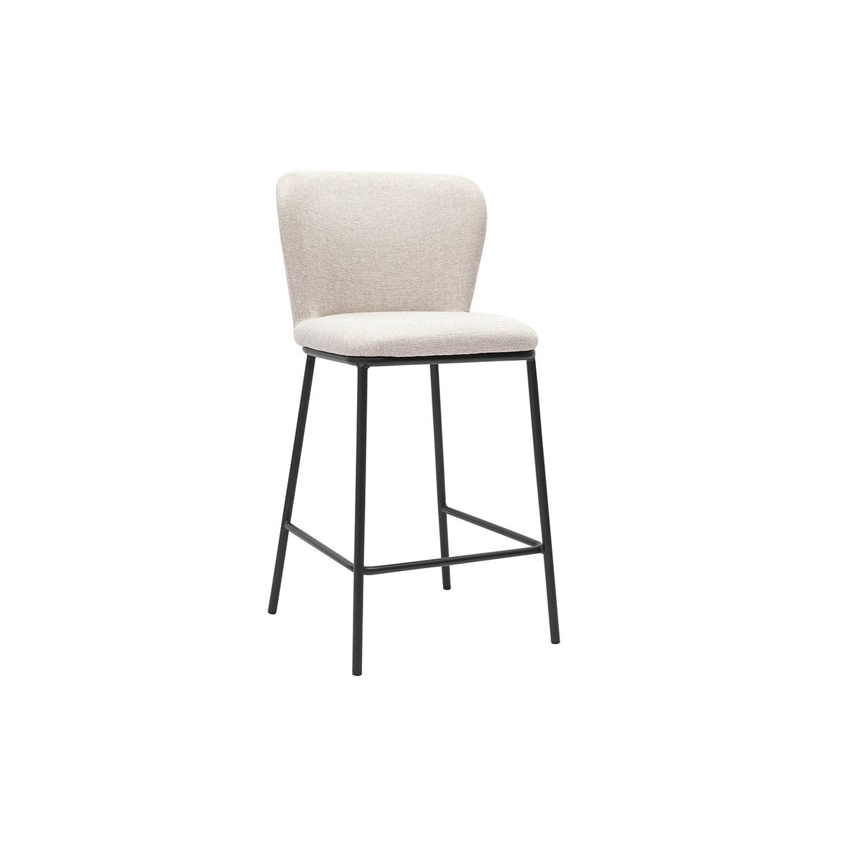 Tabourets en tissu effet velours texturé beige et métal noir (lot de 2) LISOR beige, MILIBOO