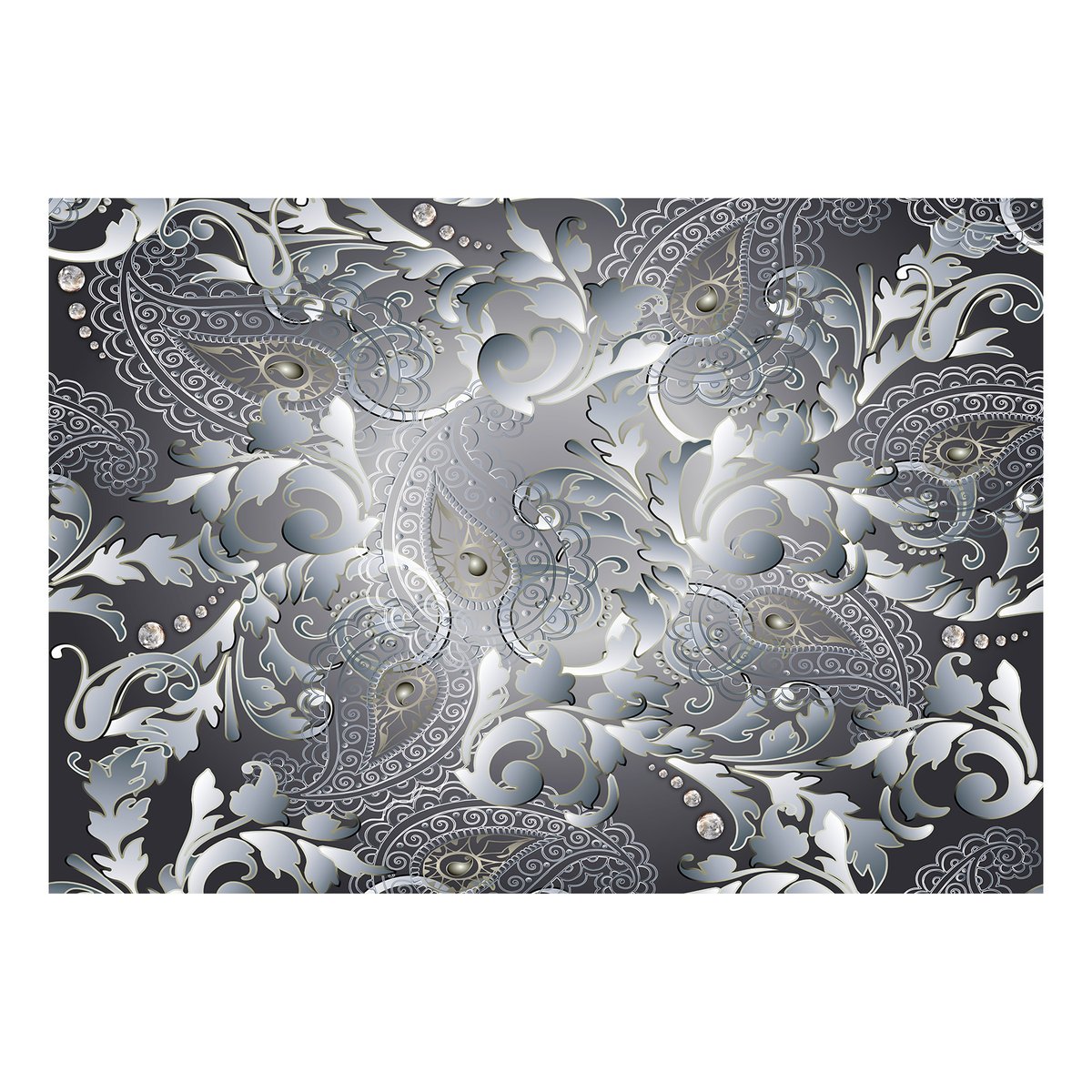 Papier peint intissé panoramique Orient Oriental Pattern noir, EDEN