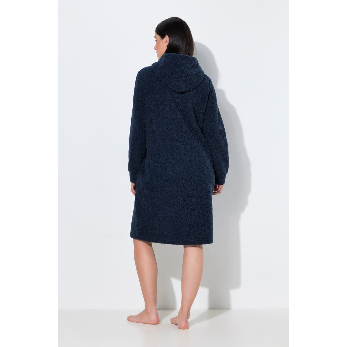 Robe d'intérieur en polaire bouclée bleu nuit, ULLA POPKEN
