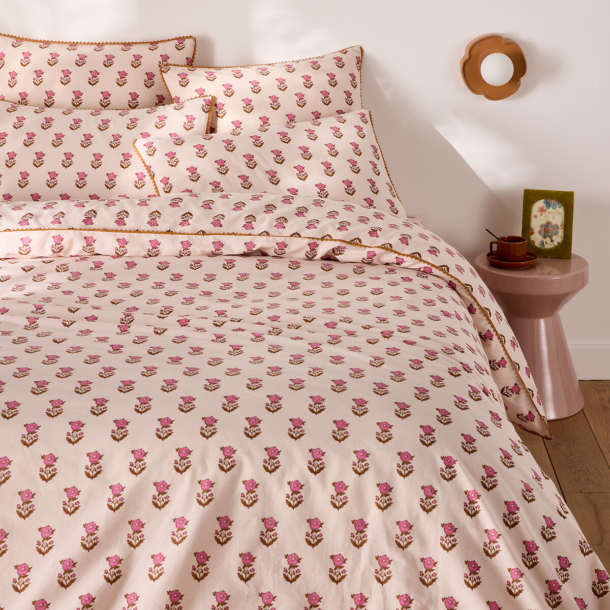 Dimani Washed Cotton Duvet Cover print/pink background, LA REDOUTE INTERIEURS