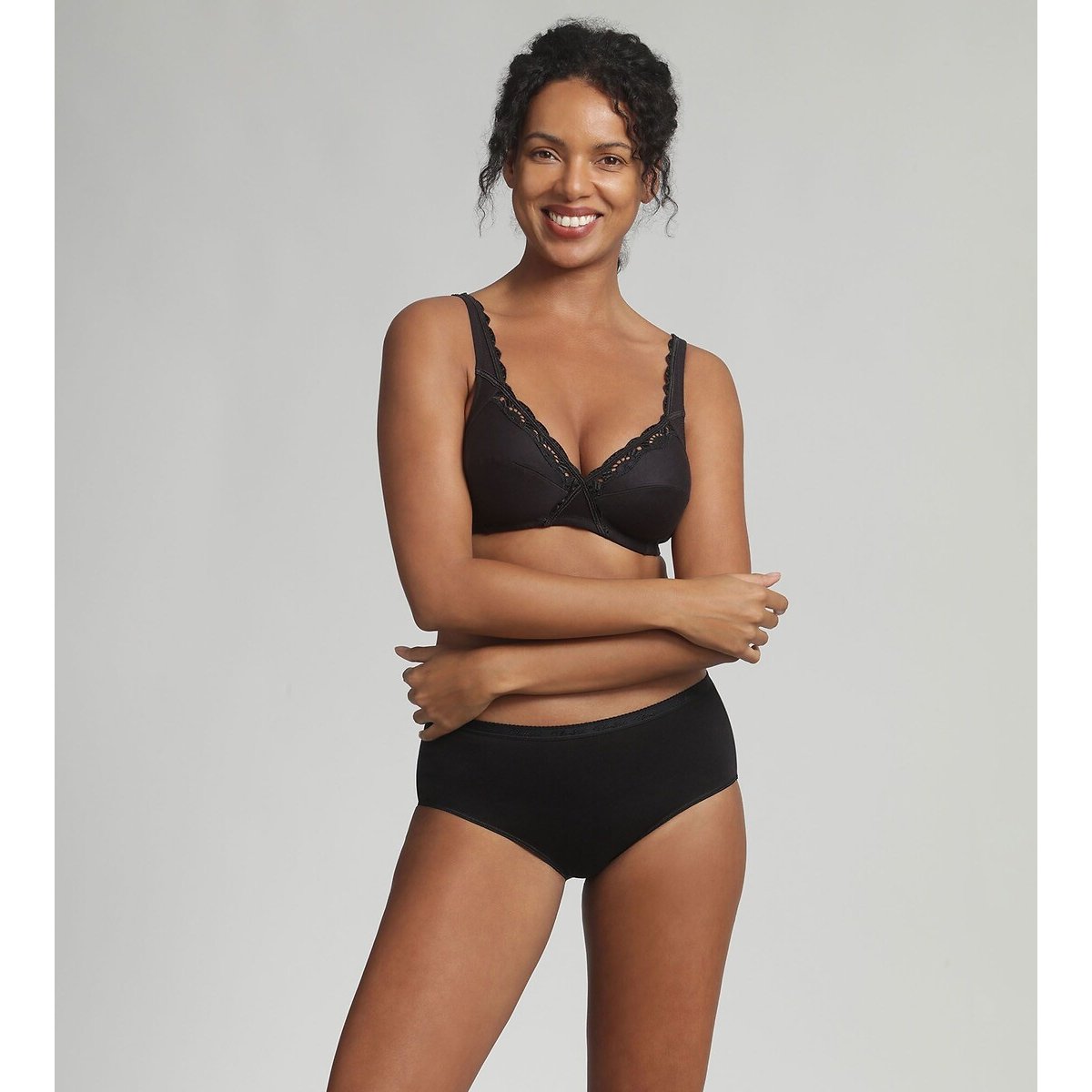 Soutien-gorge sans armatures en coton noir, PLAYTEX